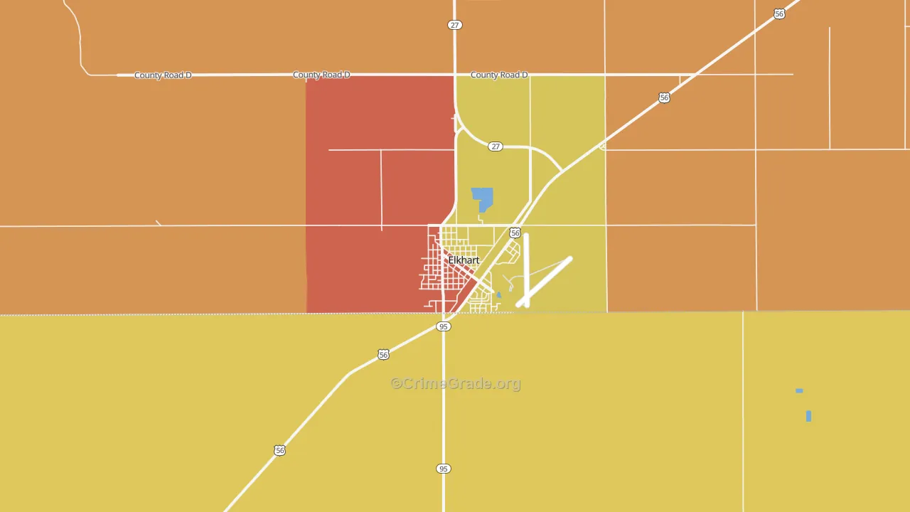 Elkhart, KS Map of Assault Rates