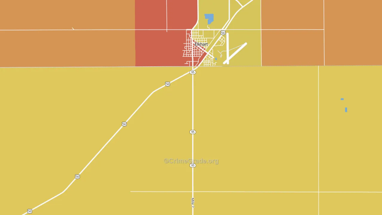Elkhart, OK Map of Assault Rates