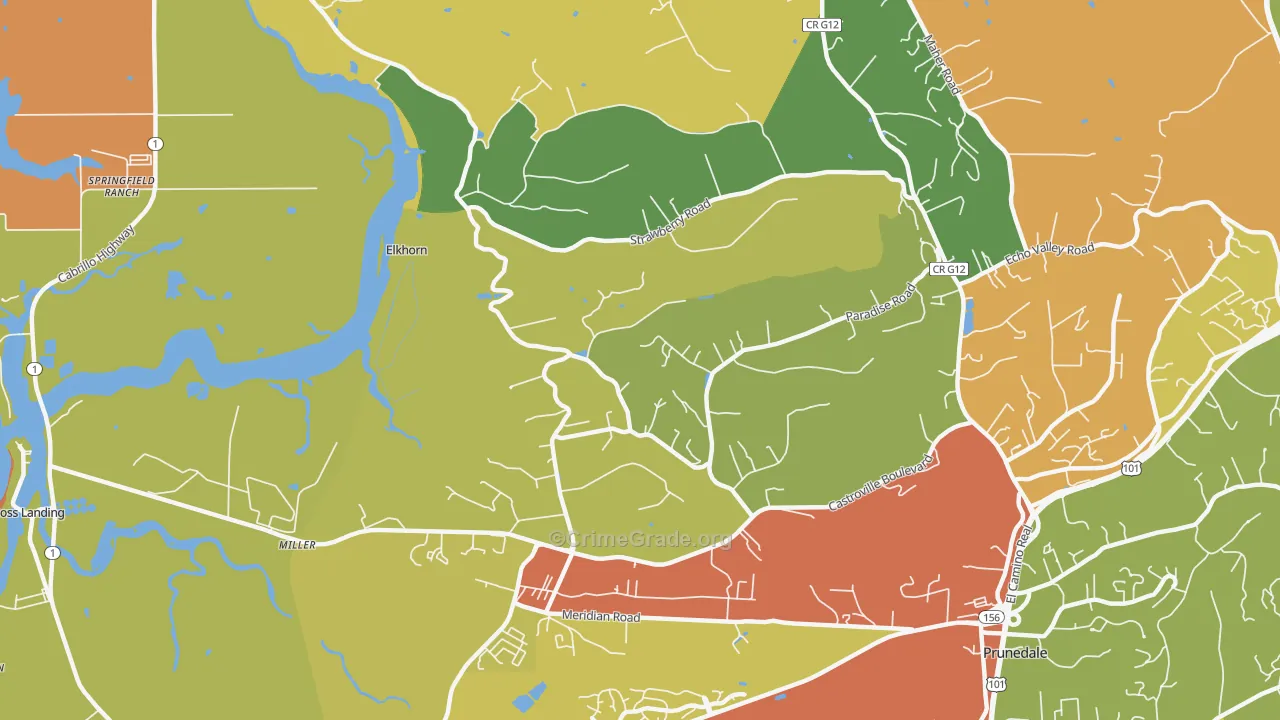 Elkhorn, CA Map of Assault Rates