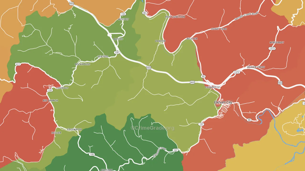 Elkhorn City, KY Map of Assault Rates