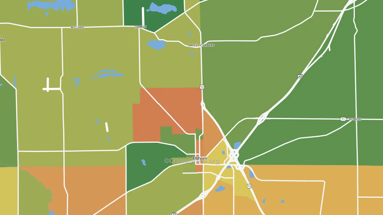 Elkhorn, WI Map of Assault Rates