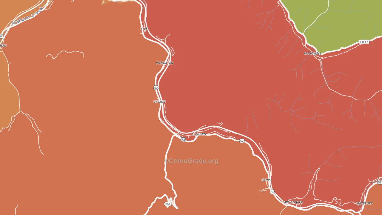 Elkhorn, WV Map of Assault Rates