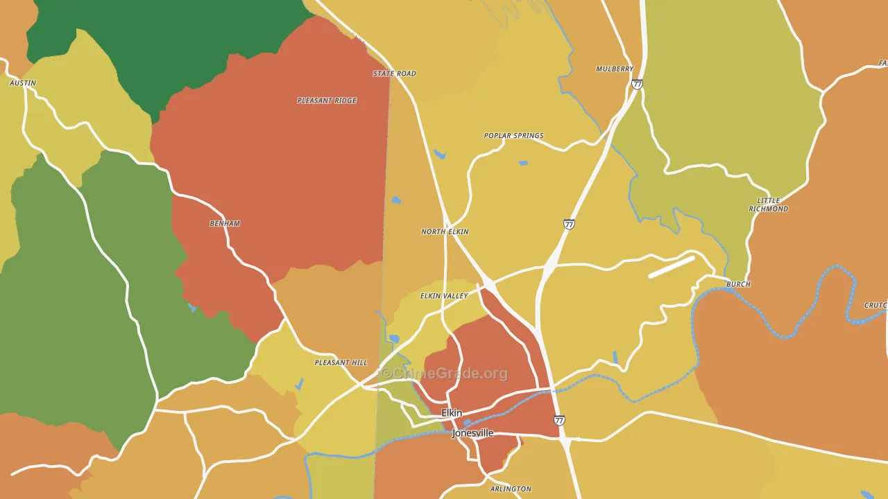 Elkin, NC Map of Assault Rates