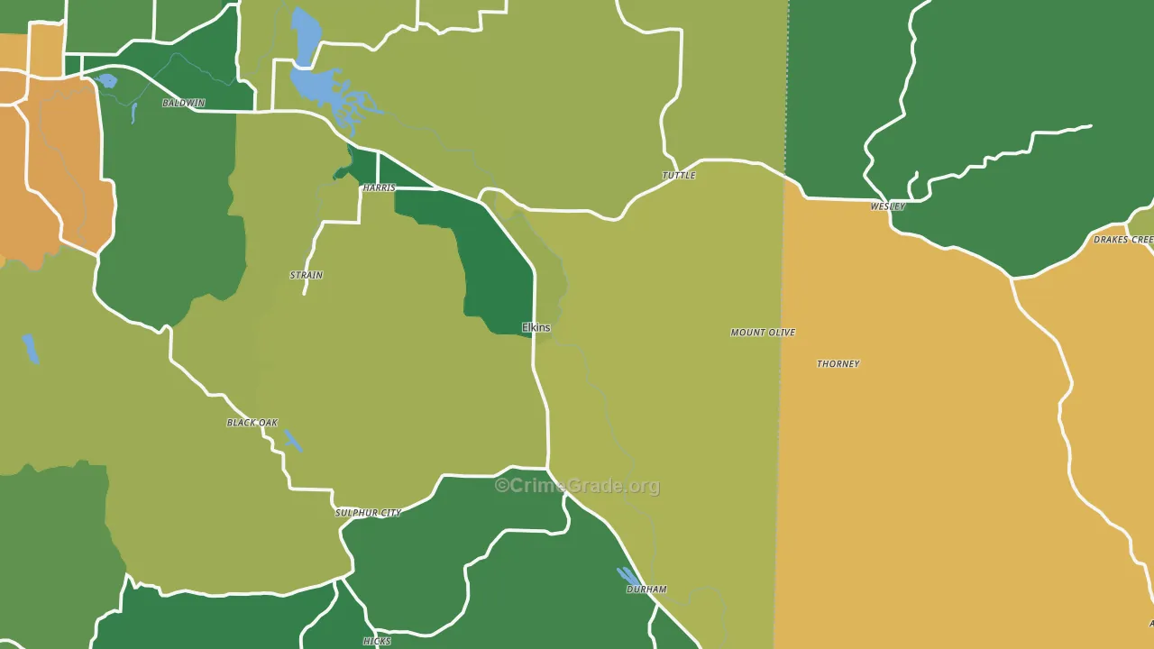 Elkins, AR Map of Assault Rates