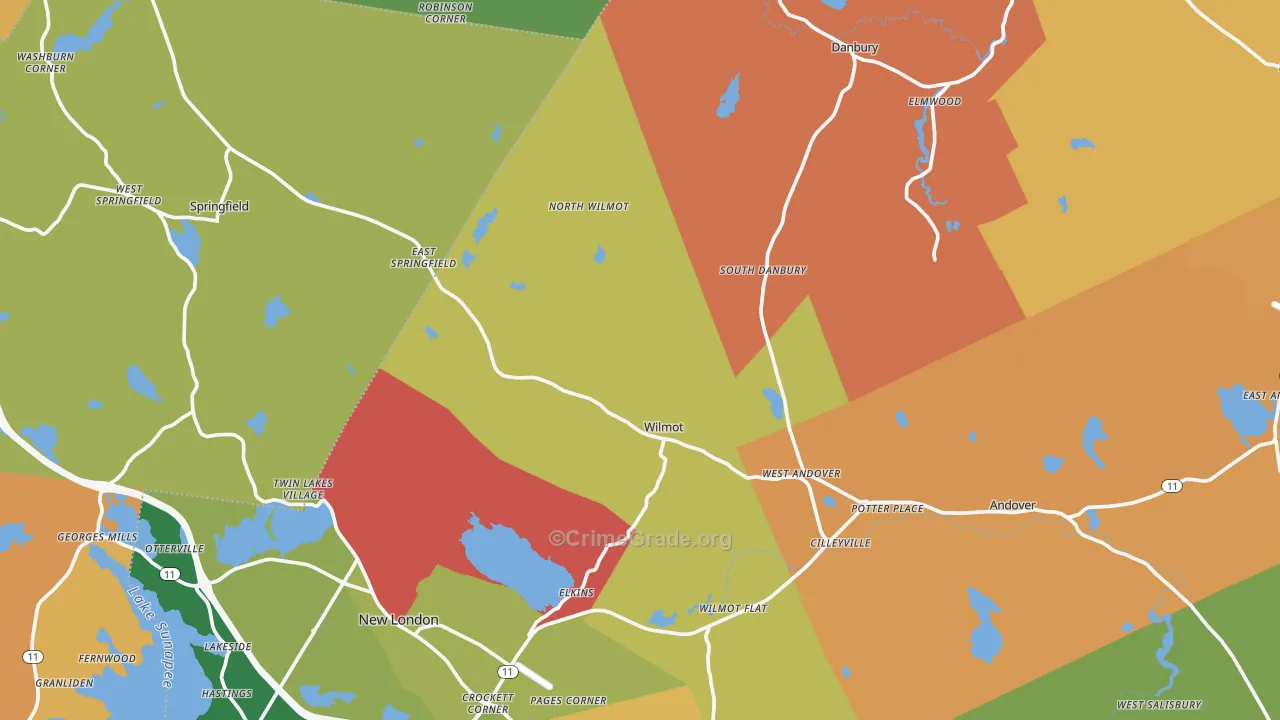 Elkins, NH Map of Assault Rates