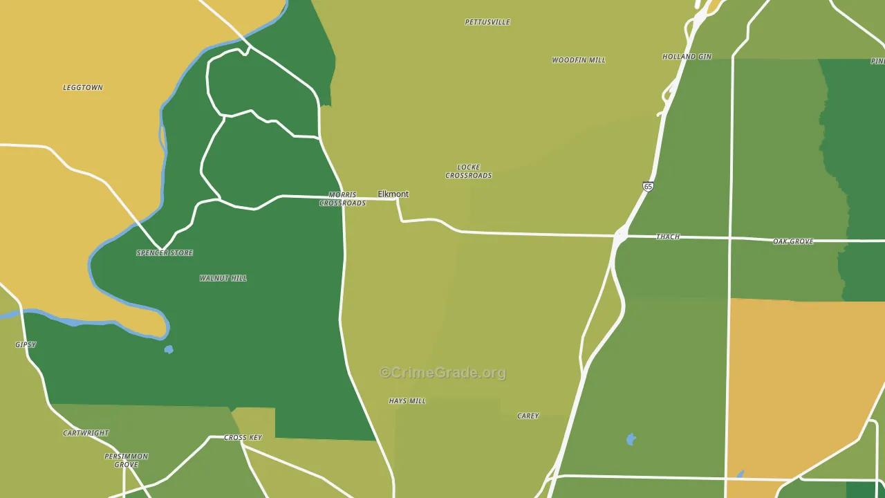 Elkmont, AL Map of Assault Rates