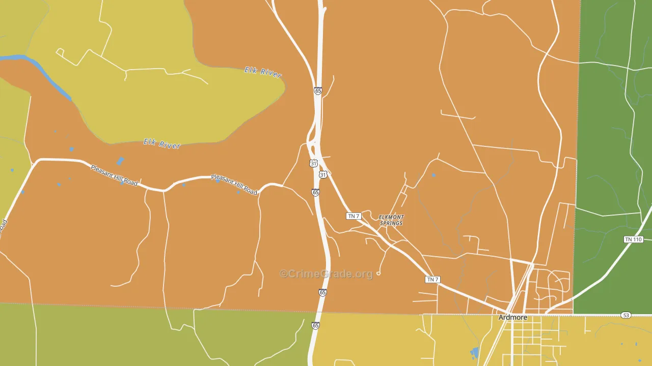 Elkmont Springs, TN Map of Assault Rates