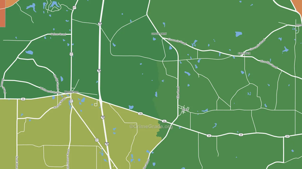 Elko, GA Map of Assault Rates