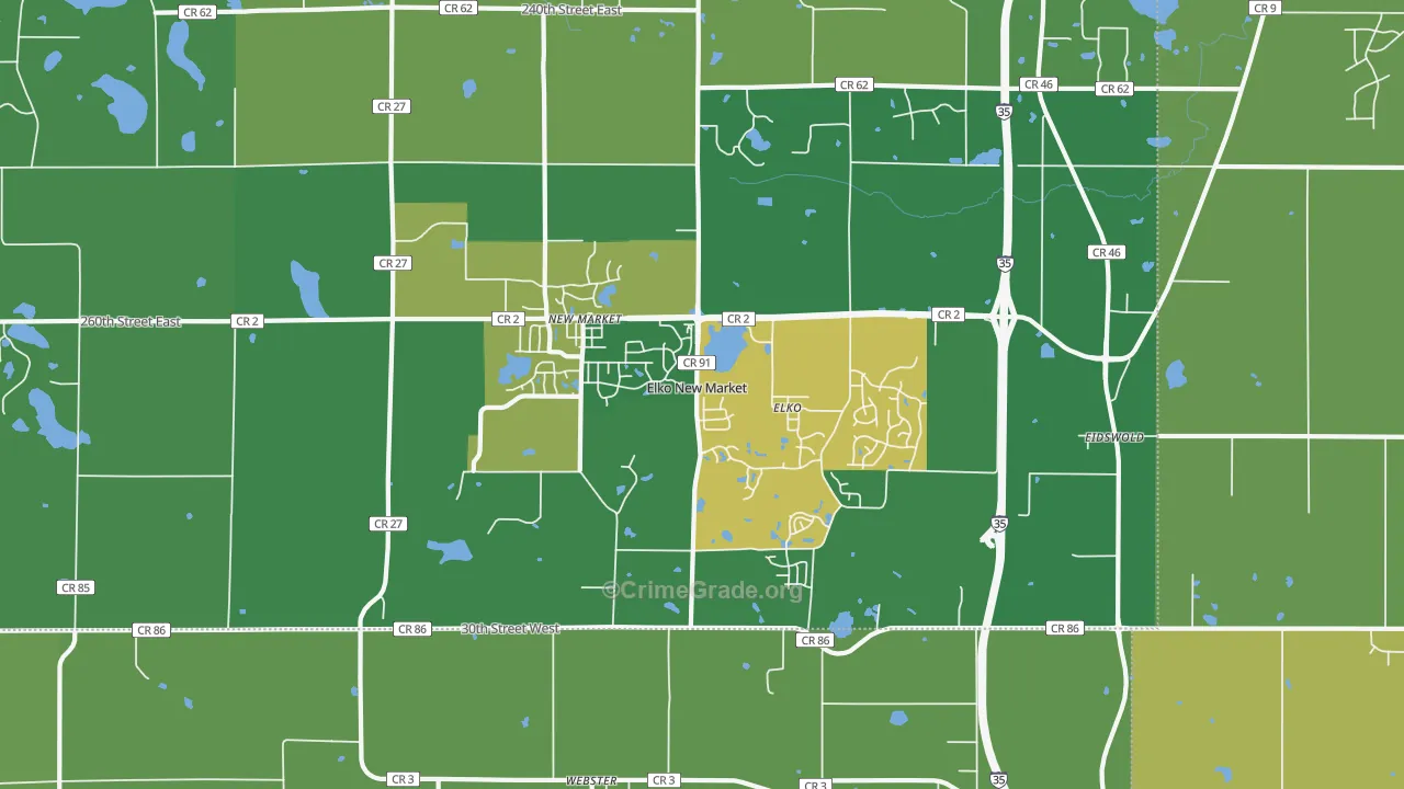 Elko New Market, MN Map of Assault Rates