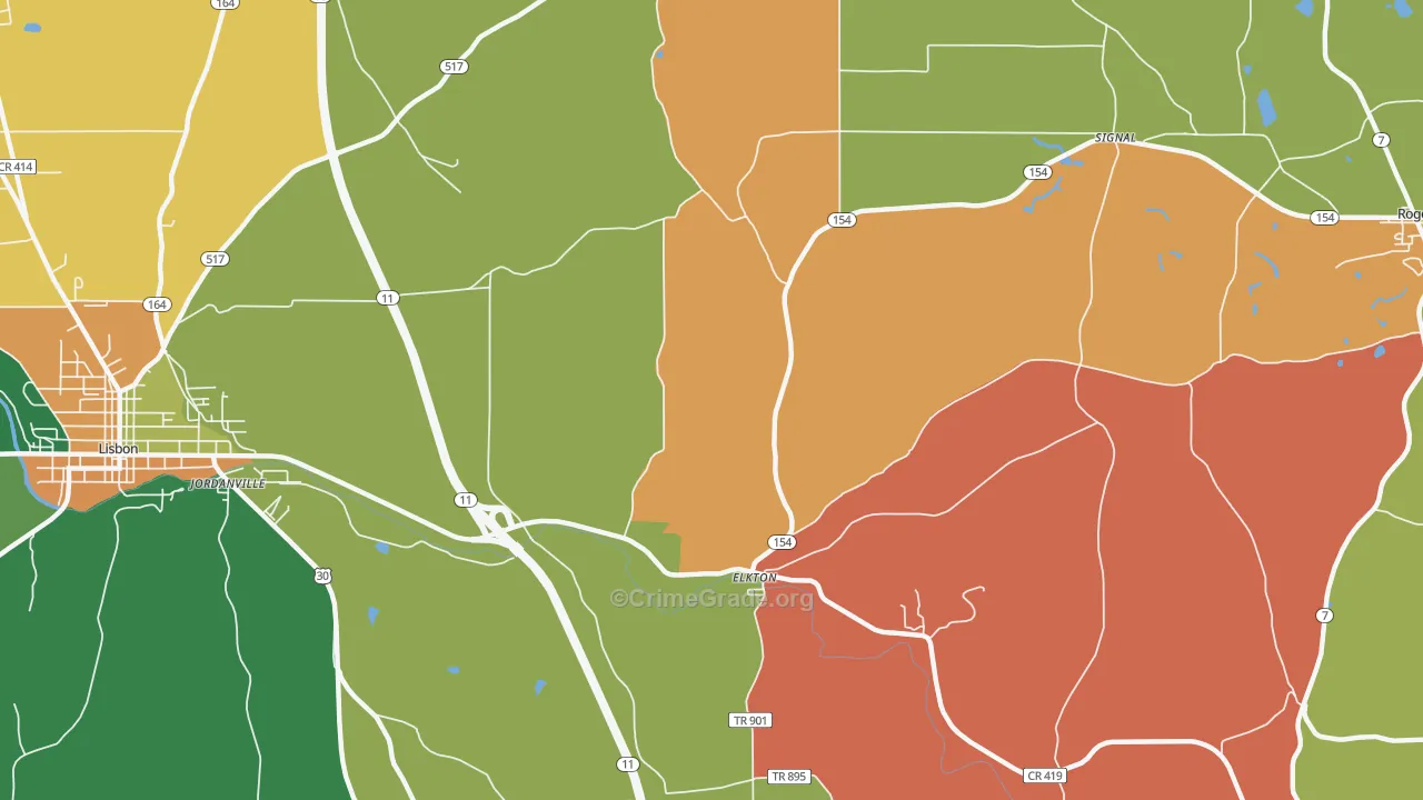 Elkton, OH Map of Assault Rates