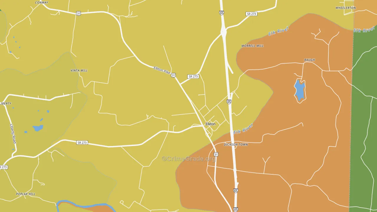 Elkton, TN Map of Assault Rates