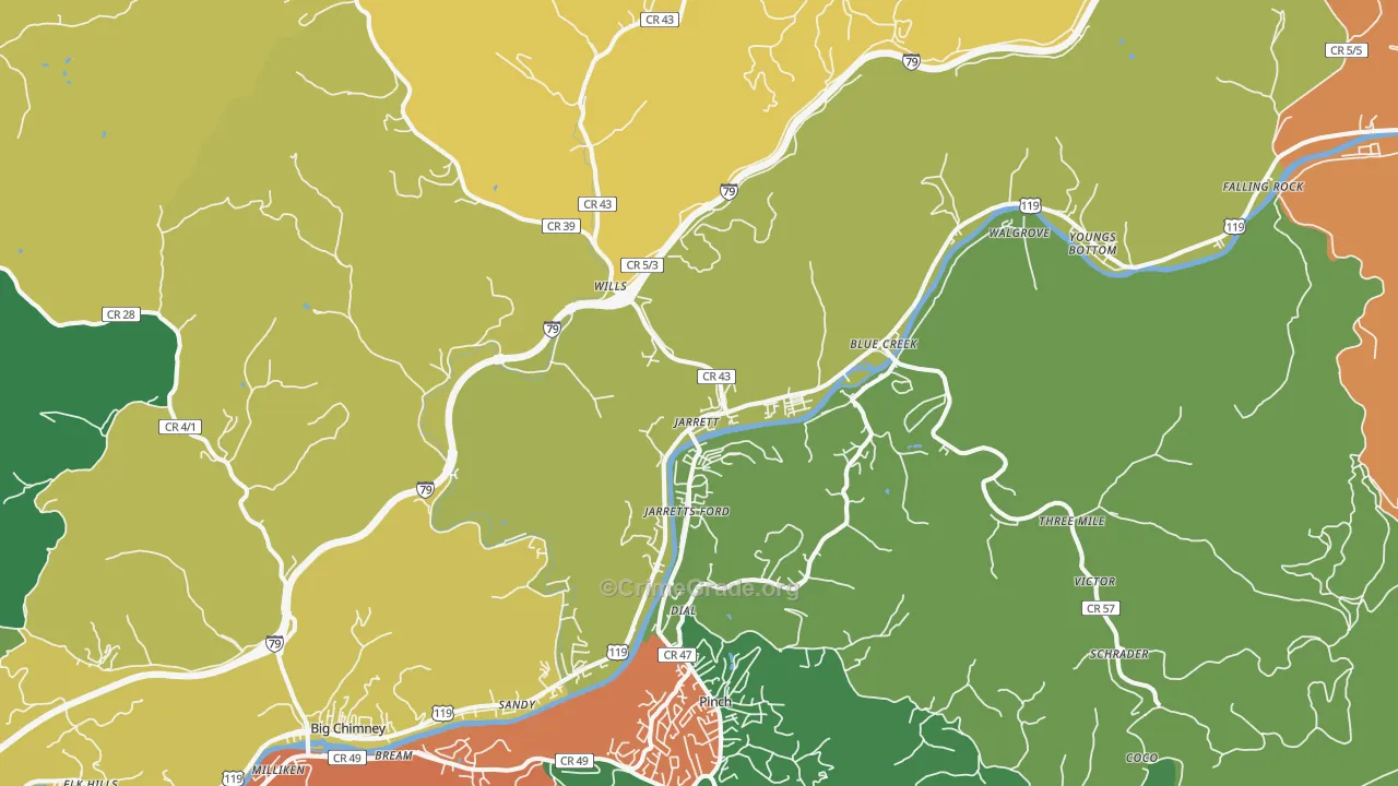 Elkview, WV Map of Assault Rates