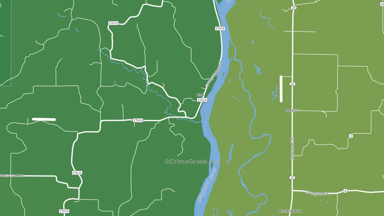 Ella, WI Map of Assault Rates