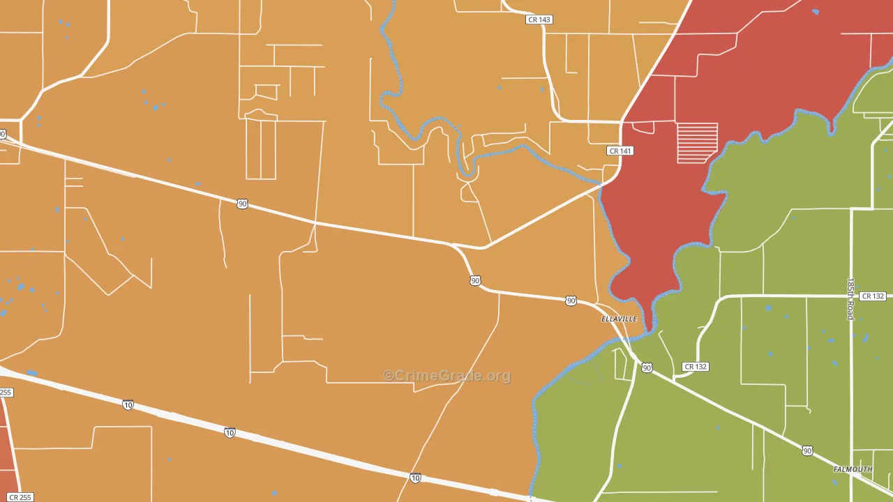 Ellaville, FL Map of Assault Rates