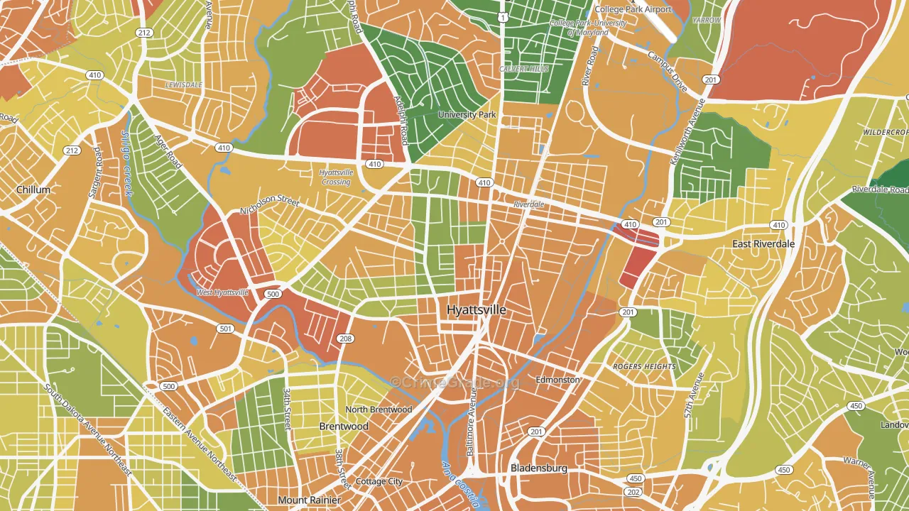Ellaville, Hyattsville, MD Map of Assault Rates