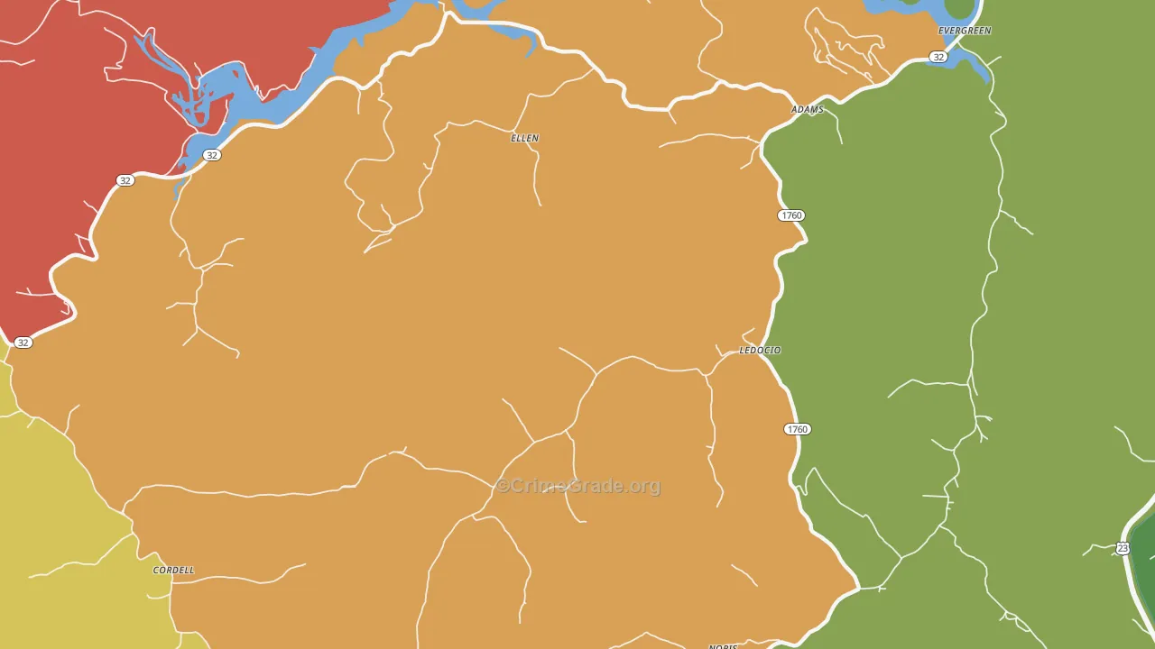Ellen, KY Map of Assault Rates