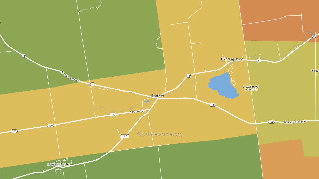 Ellenburg, NY Map of Assault Rates
