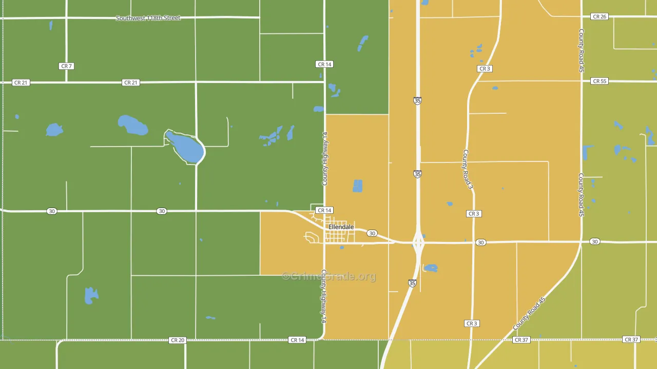 Ellendale, MN Map of Assault Rates