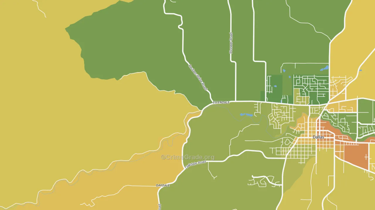 Ellendale, OR Map of Assault Rates