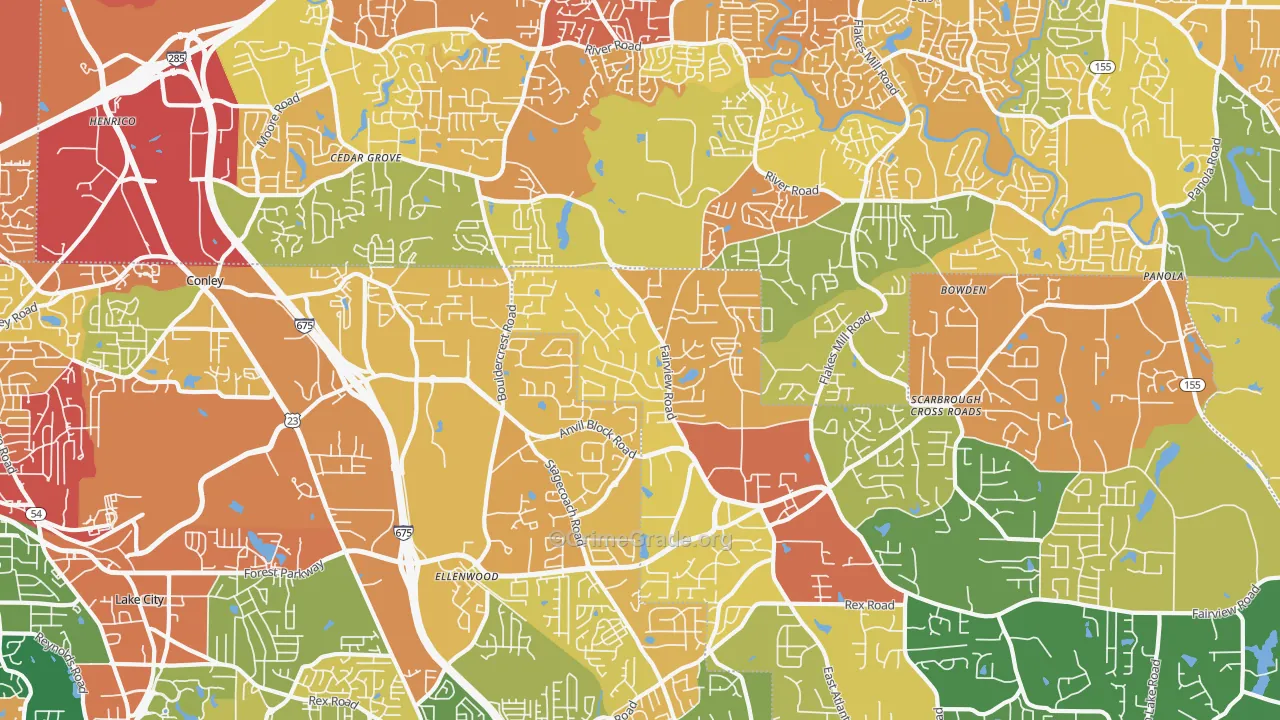 Ellenwood, GA Map of Assault Rates