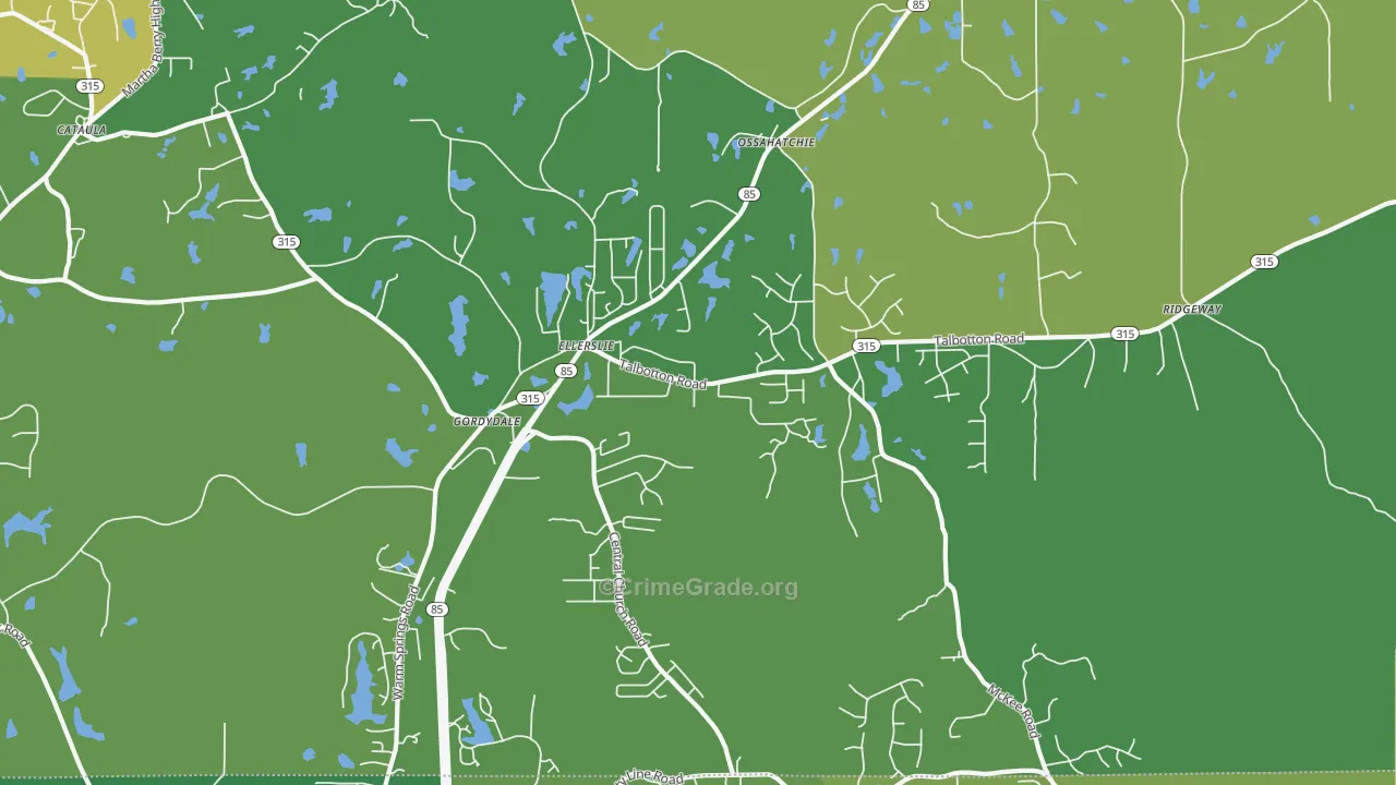 Ellerslie, GA Map of Assault Rates