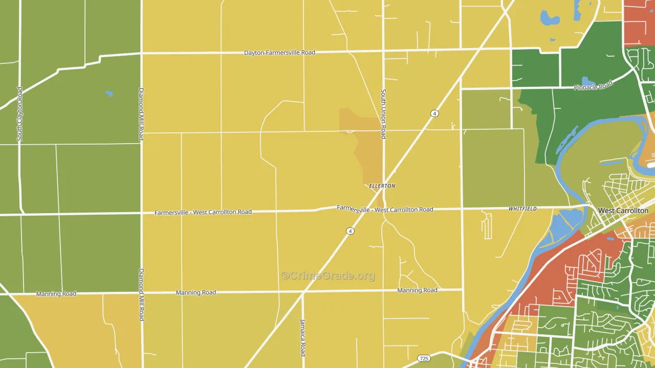 Ellerton, OH Map of Assault Rates