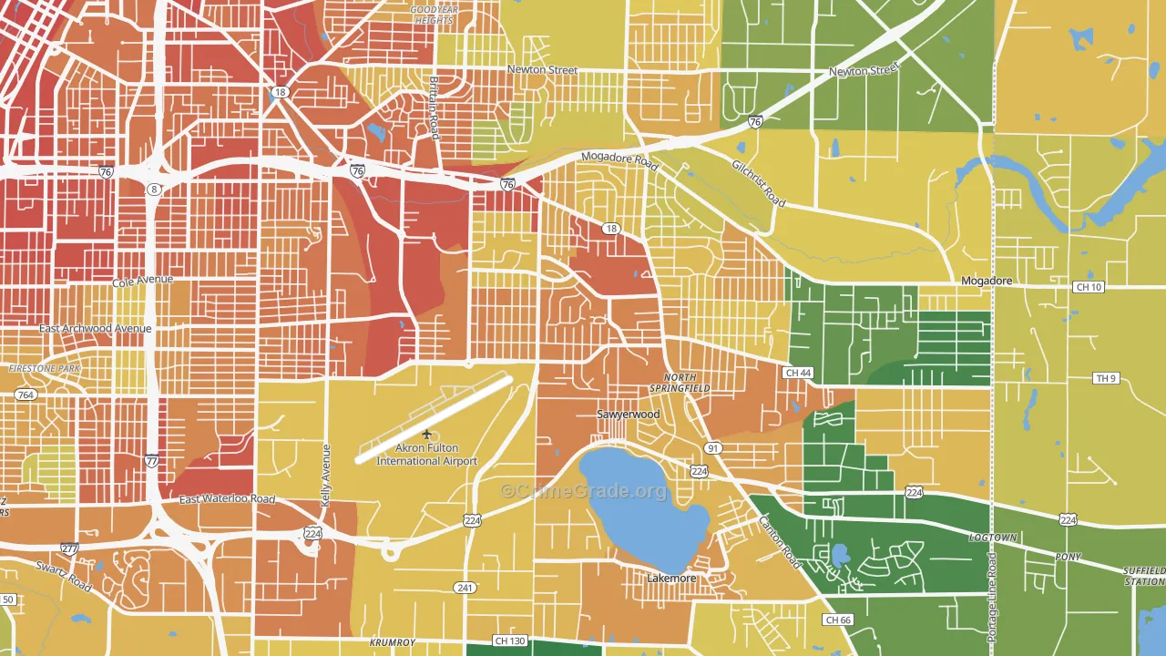 Ellet, Akron, OH Map of Assault Rates