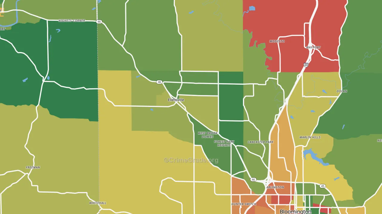 Ellettsville, IN Map of Assault Rates