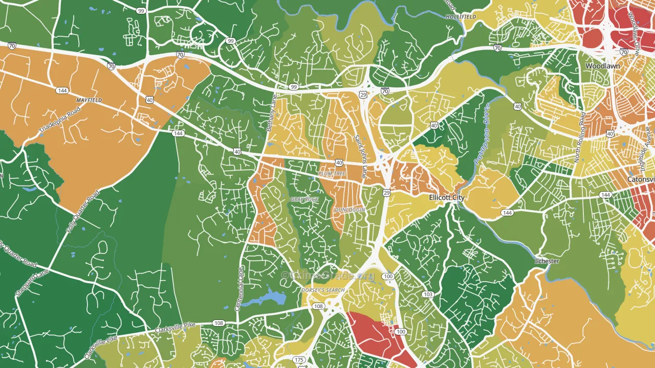 Ellicott City, MD Map of Assault Rates