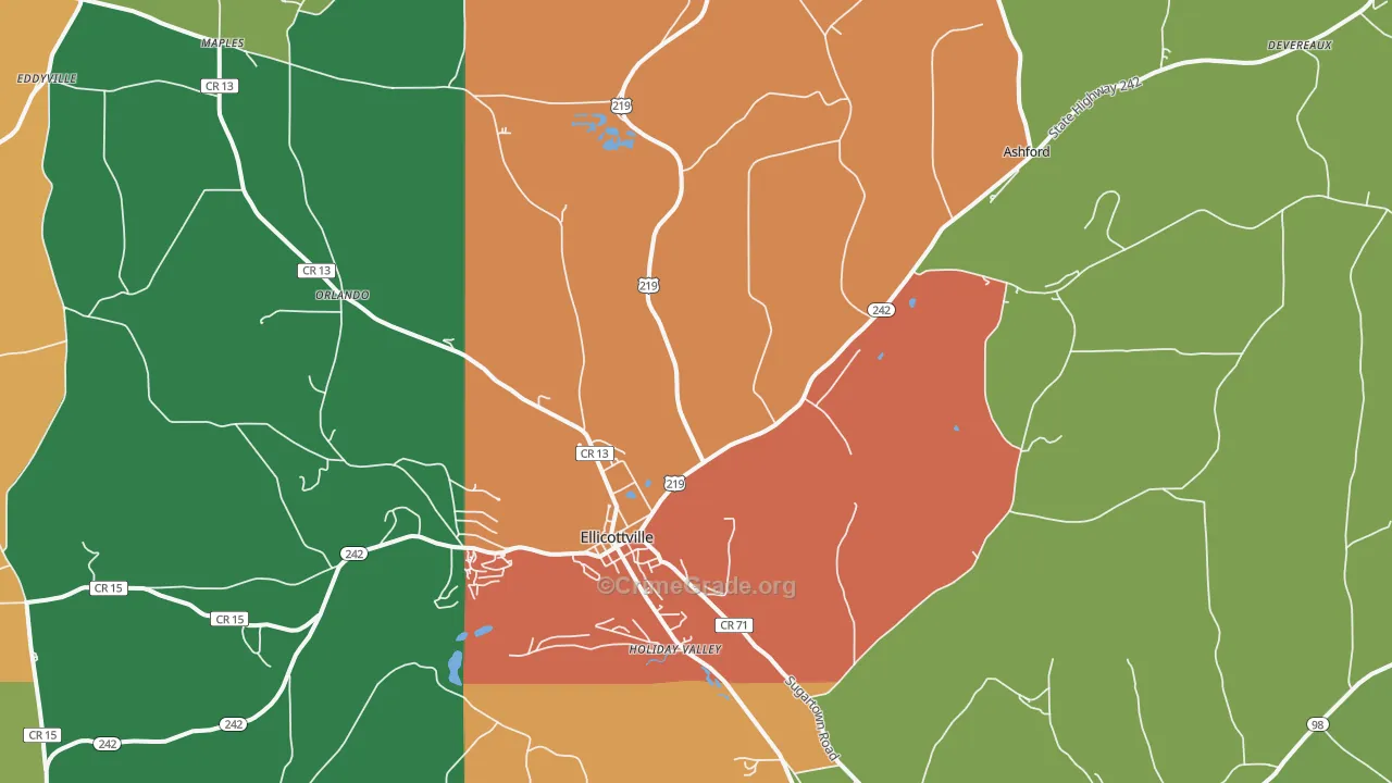 Ellicottville, NY Map of Assault Rates