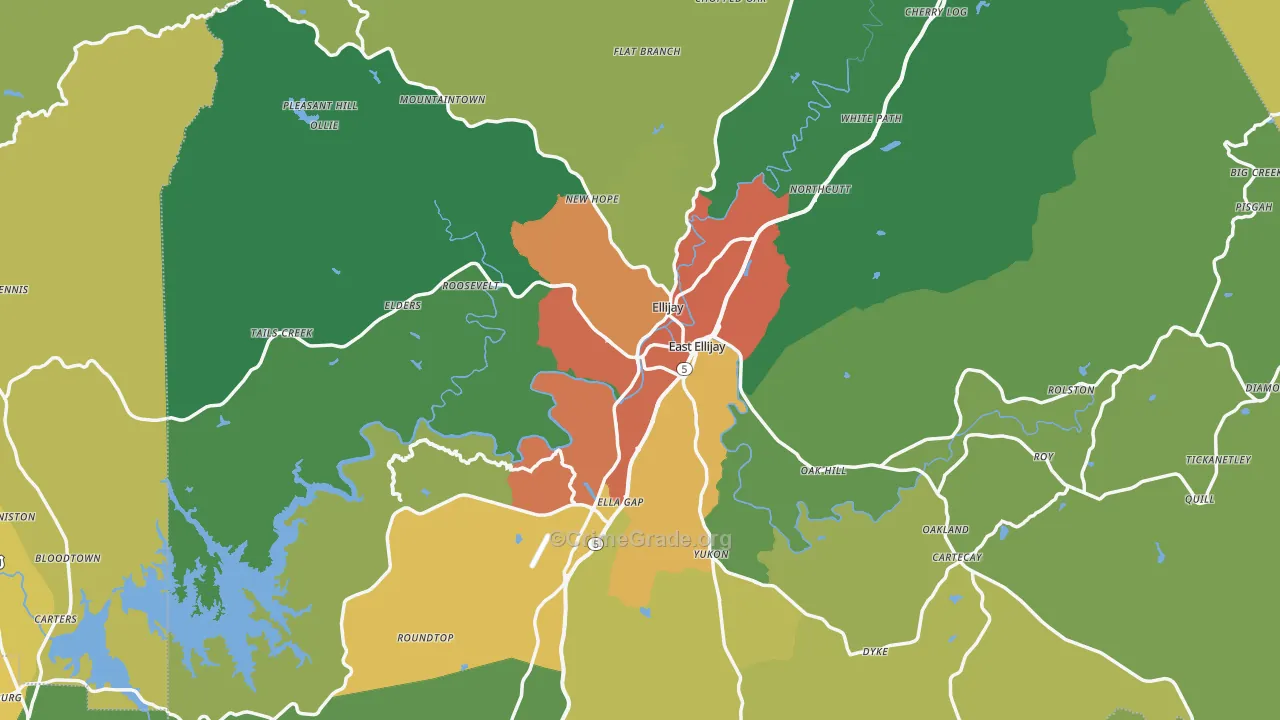 Ellijay, GA Map of Assault Rates