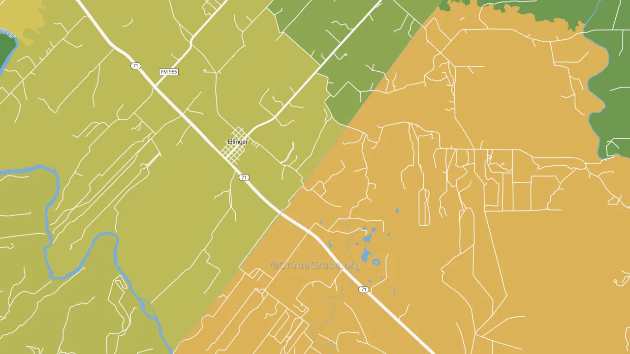Ellinger, TX Map of Assault Rates
