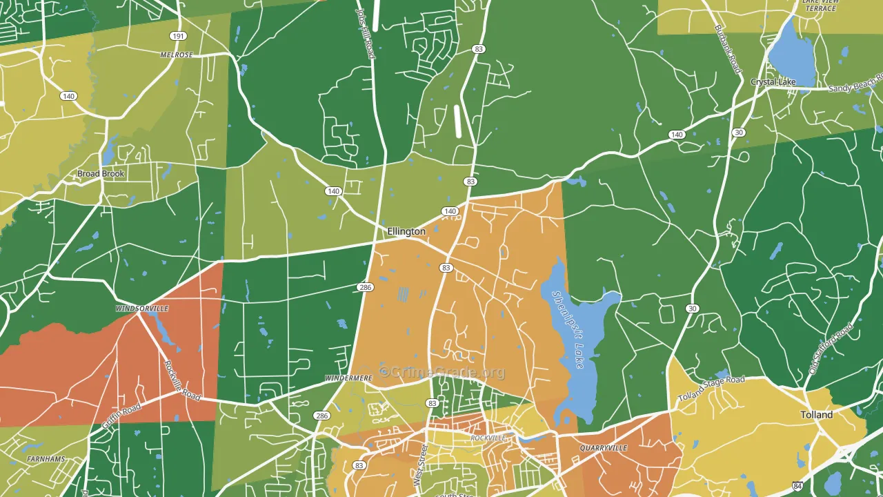 Ellington, CT Map of Assault Rates
