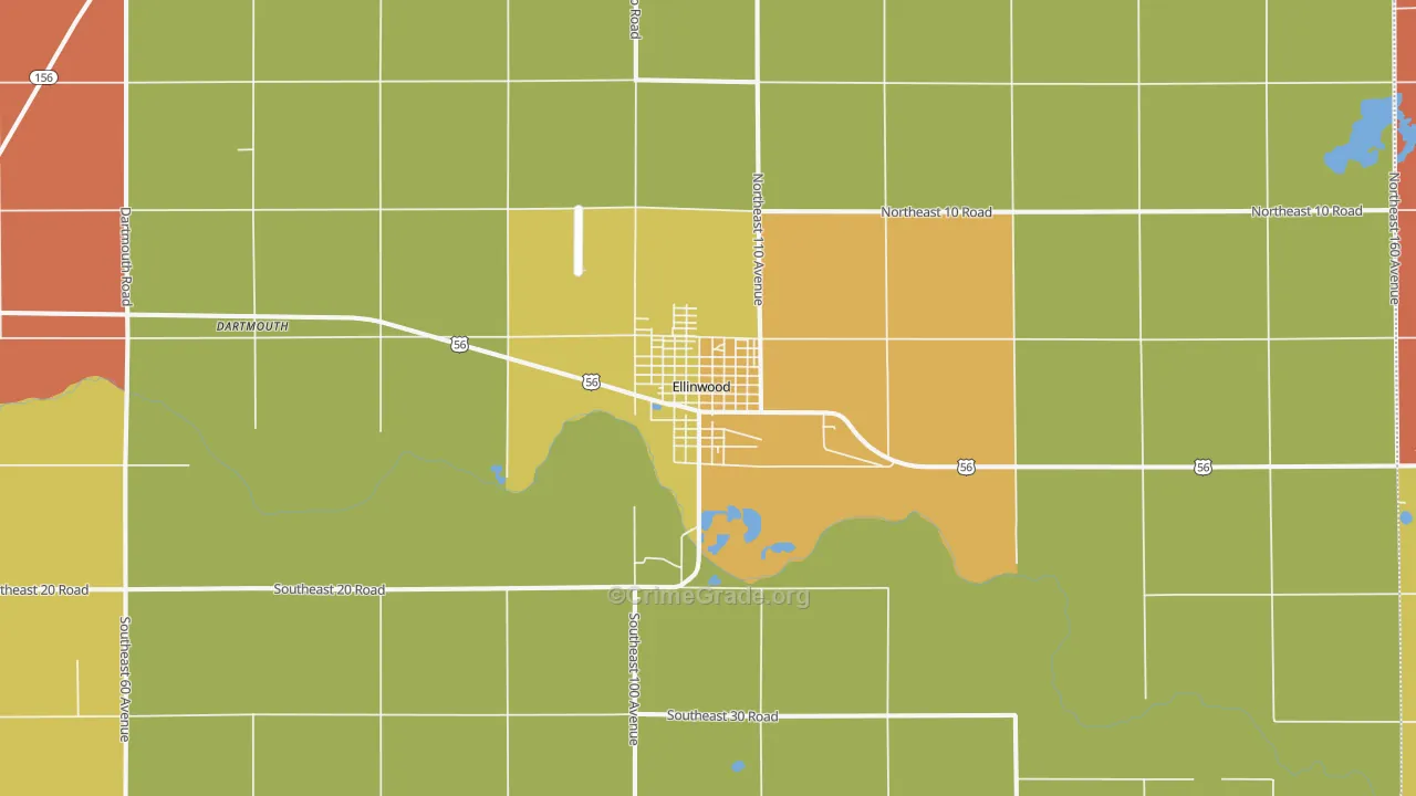 Ellinwood, KS Map of Assault Rates