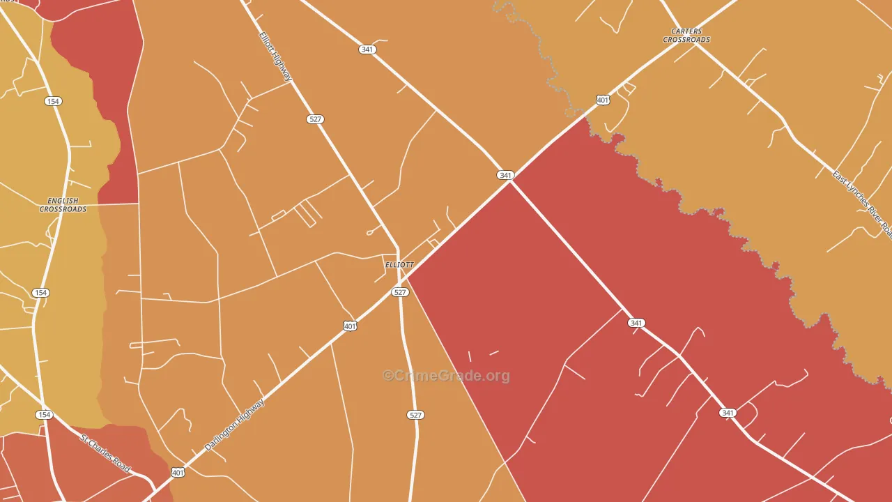 Elliott, SC Map of Assault Rates