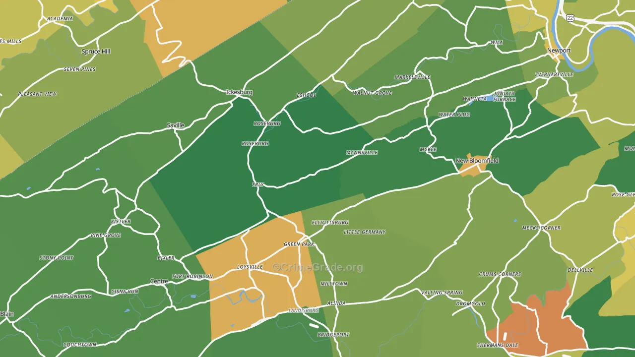 Elliottsburg, PA Map of Assault Rates