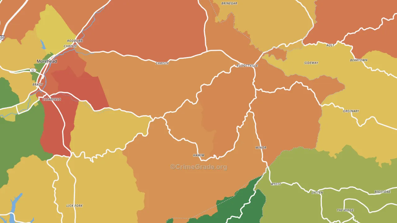 Elliottville, KY Map of Assault Rates