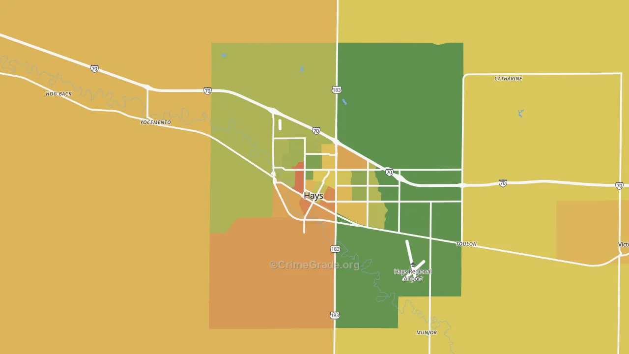 Ellis County, KS Map of Assault Rates