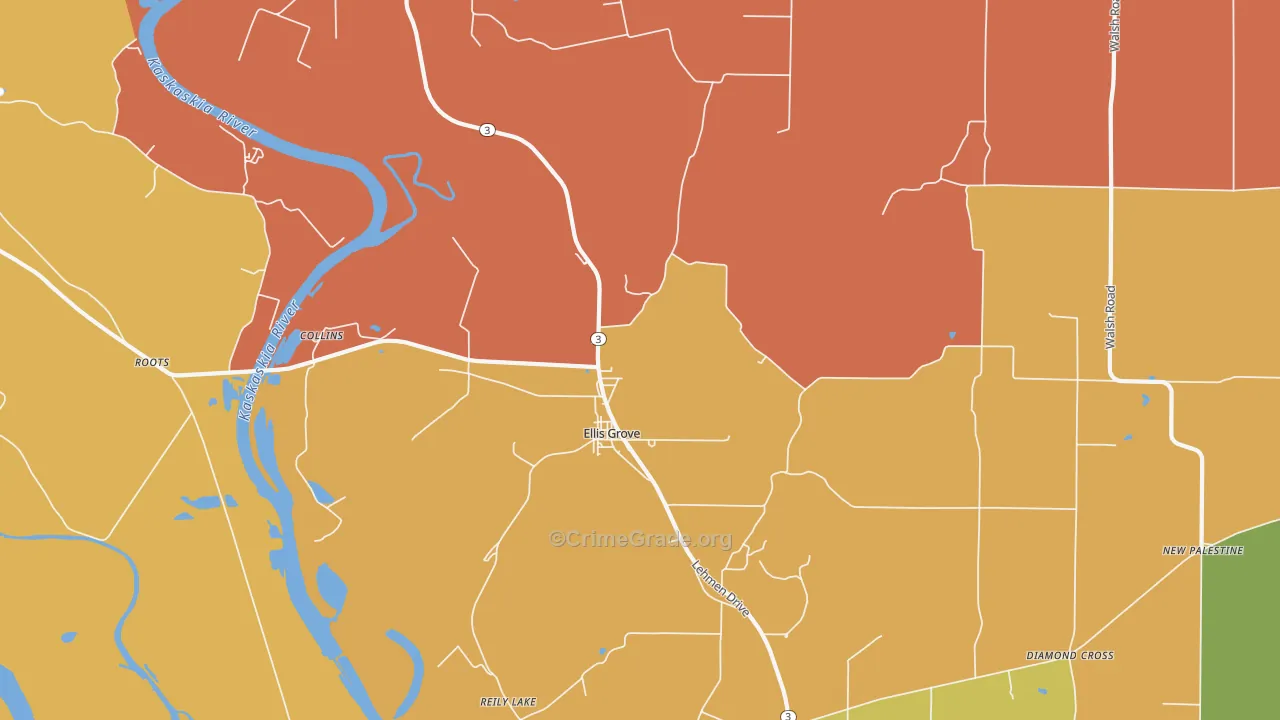 Ellis Grove, IL Map of Assault Rates