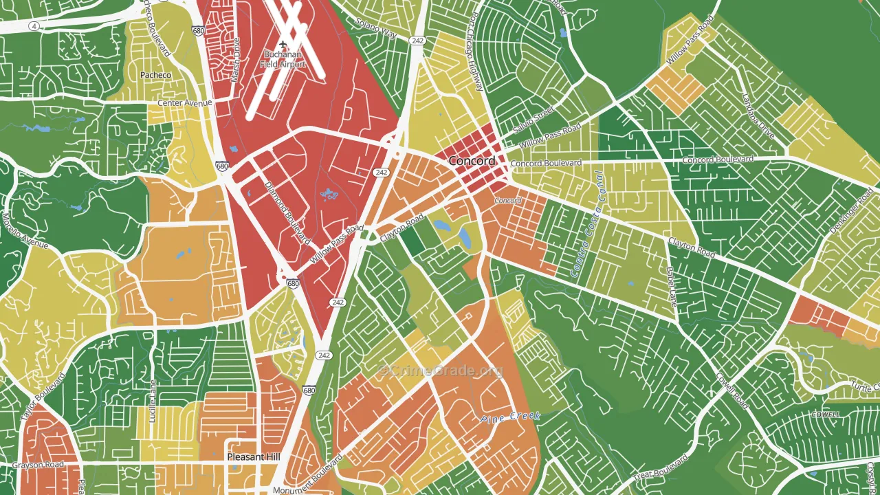 Ellis Lake, Concord, CA Map of Assault Rates