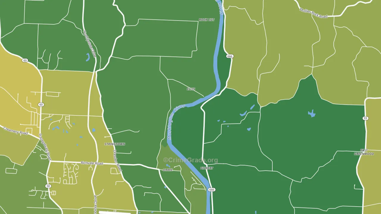 Ellis, OH Map of Assault Rates