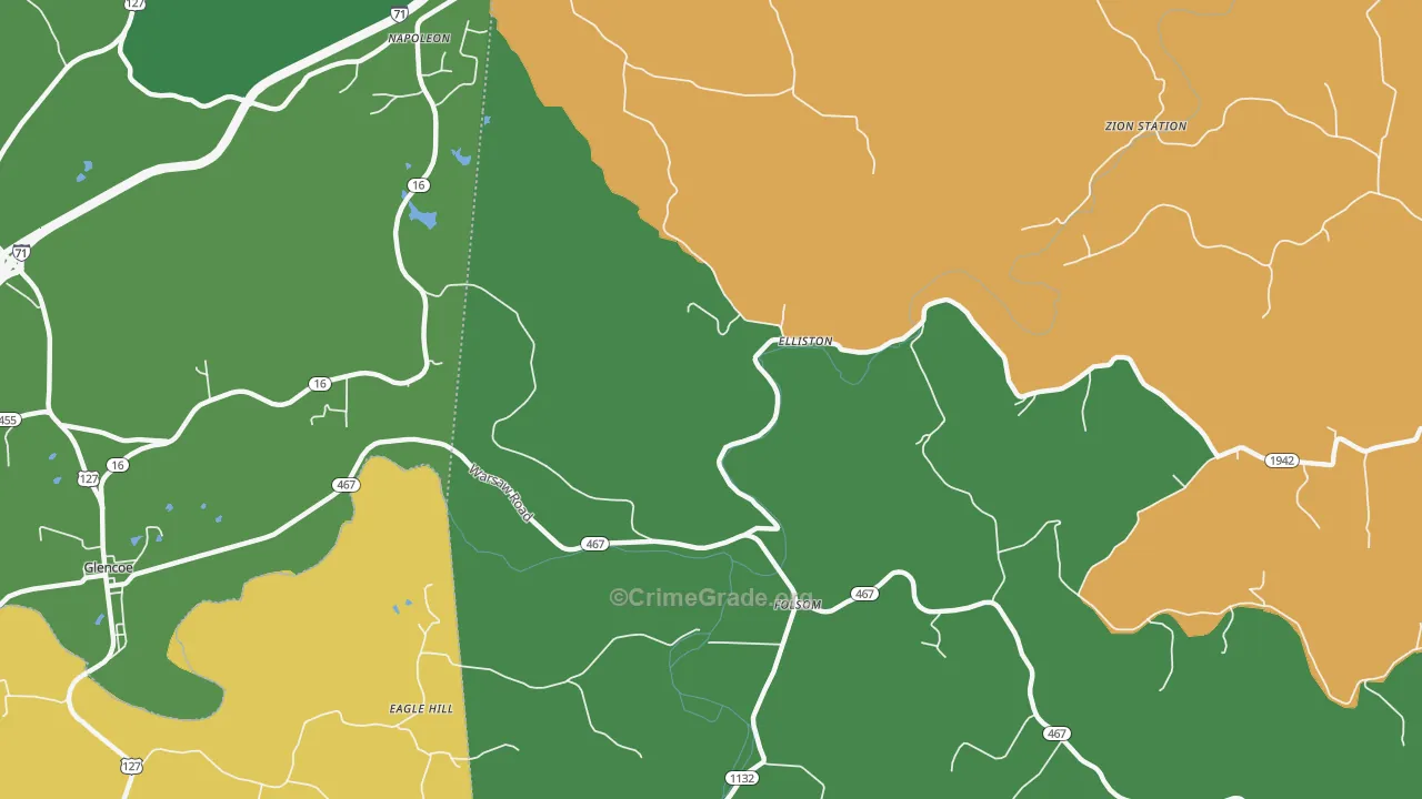 Elliston, KY Map of Assault Rates