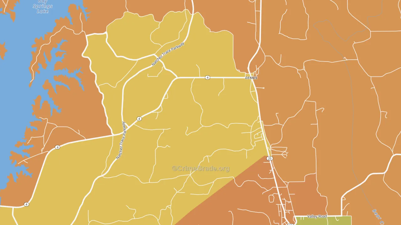 Ellistown, MS Map of Assault Rates