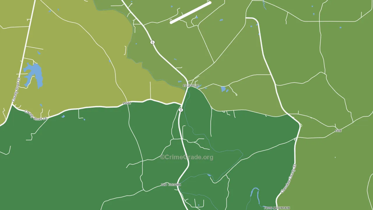 Ellisville, AL Map of Assault Rates