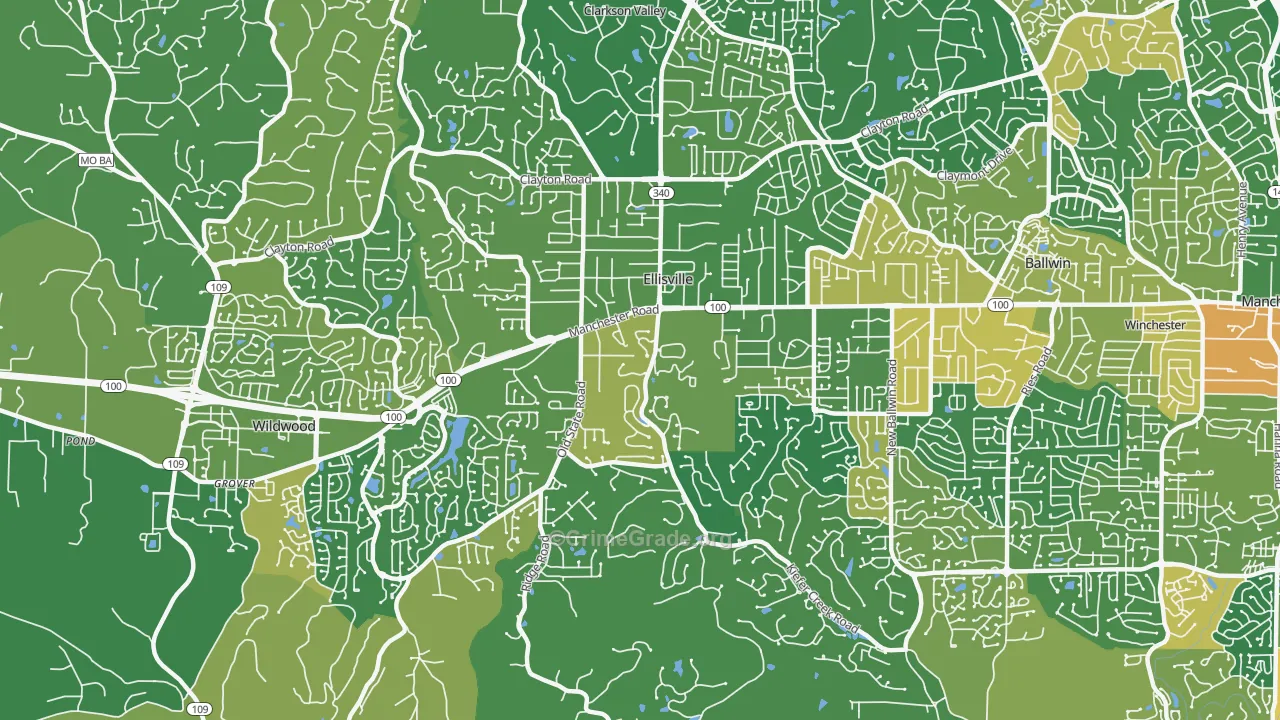 Ellisville, MO Map of Assault Rates