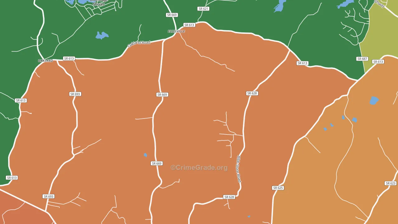 Ellisville, VA Map of Assault Rates