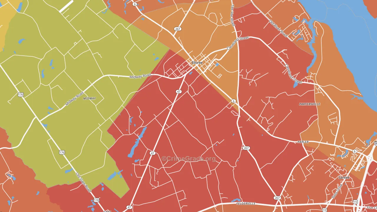 Elloree, SC Map of Assault Rates