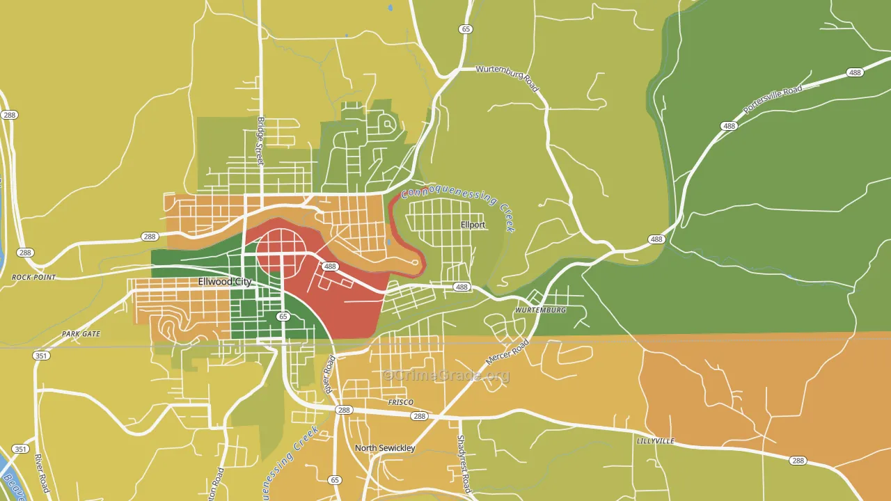 Ellport, PA Map of Assault Rates
