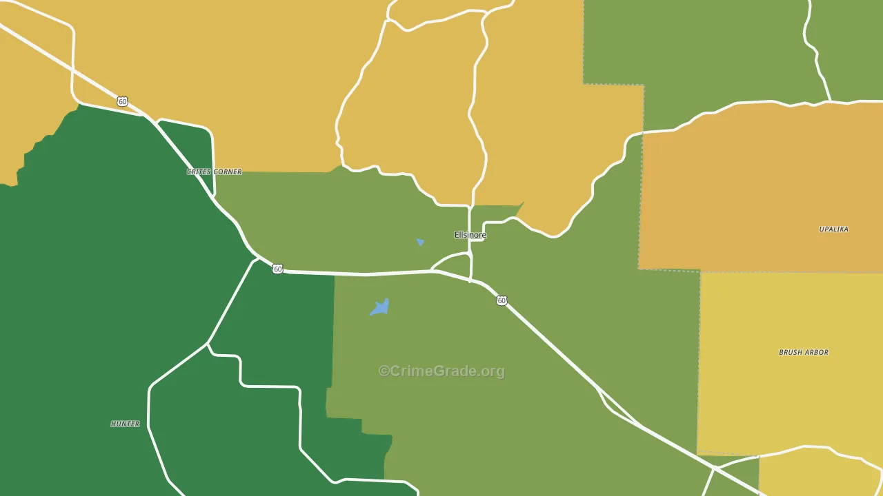 Ellsinore, MO Map of Assault Rates