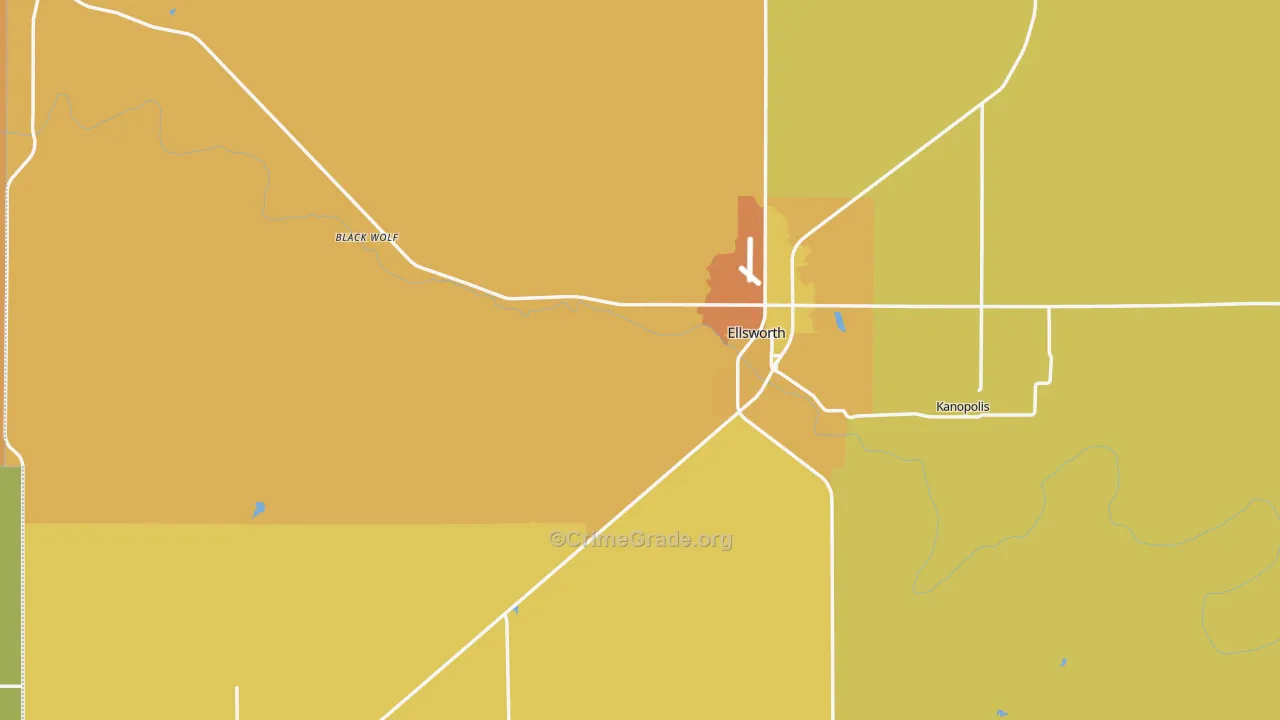 Ellsworth County, KS Map of Assault Rates